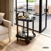 image:imageUmbra Bellwood Bar Cart Rolling 2Tier Storage Cart BlackWalnut  Steel frame rubber rimmed wheels removable tray multi purpose design easy assemblyWalniutBlack