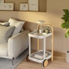 image:imageUmbra Bellwood Bar Cart Rolling 2Tier Storage Cart BlackWalnut  Steel frame rubber rimmed wheels removable tray multi purpose design easy assemblyWhiteNatural