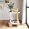 image:imageUmbra Bellwood Bar Cart Rolling 2Tier Storage Cart BlackWalnut  Steel frame rubber rimmed wheels removable tray multi purpose design easy assemblyWhiteNatural