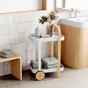 image:imageUmbra Bellwood Bar Cart Rolling 2Tier Storage Cart BlackWalnut  Steel frame rubber rimmed wheels removable tray multi purpose design easy assemblyWhiteNatural