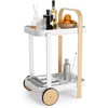 image:imageUmbra Bellwood Bar Cart Rolling 2Tier Storage Cart BlackWalnut  Steel frame rubber rimmed wheels removable tray multi purpose design easy assemblyWhiteNatural