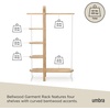 image:imageUmbra Bellwood Garment Rack Shoe Rack with Shelves WhiteNatural  Eucalyptus wood construction space saving design multi functional storage 121 lb weight capacity wipe clean surfaceWhiteNatural