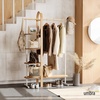 image:imageUmbra Bellwood Garment Rack Shoe Rack with Shelves WhiteNatural  Eucalyptus wood construction space saving design multi functional storage 121 lb weight capacity wipe clean surfaceWhiteNatural