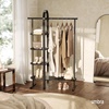 image:imageUmbra Bellwood Garment Rack Shoe Rack with Shelves WhiteNatural  Eucalyptus wood construction space saving design multi functional storage 121 lb weight capacity wipe clean surfaceBlack