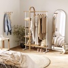image:imageUmbra Bellwood Garment Rack Shoe Rack with Shelves WhiteNatural  Eucalyptus wood construction space saving design multi functional storage 121 lb weight capacity wipe clean surfaceWhiteNatural