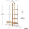image:imageUmbra Bellwood Garment Rack Shoe Rack with Shelves WhiteNatural  Eucalyptus wood construction space saving design multi functional storage 121 lb weight capacity wipe clean surfaceWhiteNatural