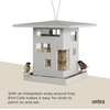 image:imageUmbra Bird Cafe Bird Feeder Outdoor Hanging Seed Dispenser Grey  Wraparound tray steel cable easy refill weather resistant plastic