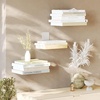 image:imageUmbra Conceal Floating Bookshelf Metal Wall Shelf Set of 3 Small Silver  Powder coated steel holds 15 lbs each displays decor or plants includes mounting hardwareSilver