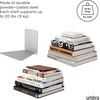 image:imageUmbra Conceal Floating Bookshelf Metal Wall Shelf Set of 3 Small Silver  Powder coated steel holds 15 lbs each displays decor or plants includes mounting hardwareSilver