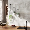 image:imageUmbra Triflora Hanging Planter Indoor Herb Garden Set of 3 WhiteBlack  Extendable metal rod adjustable rope lengths fits standard pots wall or ceiling mount holds 15 lbs recycled plasticWhiteBlack