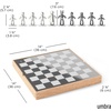 image:imageUmbra Wobble Chess Set Walnut and Maple Wood Board 15x15Inch Walnut  Chrome plated details weighted playing pieces interactive concave designBuddy