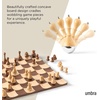 image:imageUmbra Wobble Chess Set Walnut and Maple Wood Board 15x15Inch Walnut  Chrome plated details weighted playing pieces interactive concave designWobble
