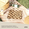image:imageUmbra Wobble Chess Set Walnut and Maple Wood Board 15x15Inch Walnut  Chrome plated details weighted playing pieces interactive concave designWobble