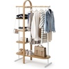 image:imageUmbra Bellwood Garment Rack Shoe Rack with Shelves WhiteNatural  Eucalyptus wood construction space saving design multi functional storage 121 lb weight capacity wipe clean surfaceWhiteNatural