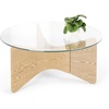 image:imageUmbra Madera Modern GlassTop Coffee Table with Wood Base BlackNatural
