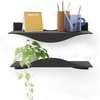 image:imageUmbra Surf Wall Shelves Floating Metal for Wall Storage Set of 2 Sand  Powdercoated steel holds 15 lbs each hidden connector system multiple orientations easy mount hardwareBlack