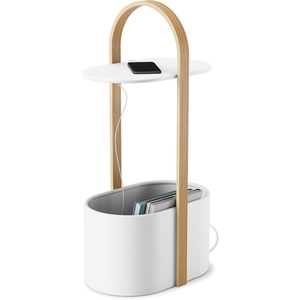 image:imageUmbra Bellwood Side Table with Storage and Cable Management White  Builtin cable management keeps cords tidy organized charging areaWhite