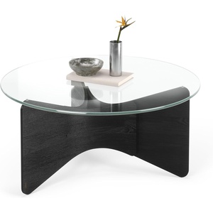 image:imageUmbra Madera Modern GlassTop Coffee Table with Wood Base BlackBlack