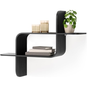 image:imageUmbra Montage Floating Wall Shelf BentWood Wall Mount Decor Black  Rubberwood construction mounts horizontally or vertically holds up to 15 lbs use in any room renewable source