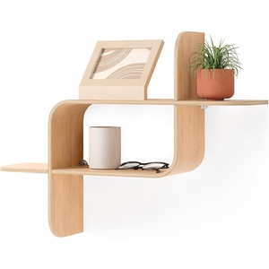 image:imageUmbra Montage Floating Wall Shelf BentWood Wall Mount Decor Natural  Rubberwood construction mounts horizontally or vertically holds up to 15 lbs use in any room renewable sourceNatural