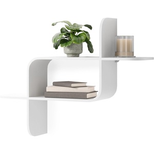 image:imageUmbra Montage Floating Wall Shelf Wood Wall Mount Display Case White  Rubberwood construction mounts horizontally or vertically holds up to 15 lbs use in any room renewable source