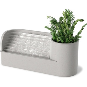 image:imageUmbra Stream Water Fountain Indoor Tabletop Zen Desktop Sand  Improves air quality USB powered holds 35 inch planter up to 50 hours recycled plasticGray