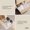 image:imagePeggy Kitchen Drawer Cupboard Organizer Tray  Adjustable Storage System For Food Containers Cookware Serveware Utensils and More White  Nonslip feet fits cabinets or shelves quick assembly 32 pegs included impactresistant plasticWhite