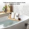 image:imageUmbra Aquala Bath Caddy Extendable Bathtub Tray with Phone Holder Natural  Bamboo nonslip silicone arms fits most tubs waterproof holds book and wine glassNatural