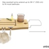 image:imageUmbra Aquala Bath Caddy Extendable Bathtub Tray with Phone Holder Natural  Bamboo nonslip silicone arms fits most tubs waterproof holds book and wine glassNatural