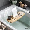 image:imageUmbra Aquala Bath Caddy Extendable Bathtub Tray with Phone Holder Natural  Bamboo nonslip silicone arms fits most tubs waterproof holds book and wine glassNatural