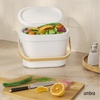 image:imageUmbra Bellwood Kitchen Compost Bin  WhiteNatural Countertop or Cabinet Mounted 4L Compost Container with Hidden Bag Retainer BPAFree amp Dishwasher Safe Bellwood Collection  Removable wooden handle hidden bag retainer dishwasher safe BPAfree recycled plastic