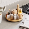image:imageUmbra Bellwood Lazy Susan Divided Tray Organizer for Pantry Spices and More Made of Durable Plastic and Wood BlackWalnutNaturalWhite