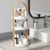 image:imageUmbra Bellwood Makeup Organizer with Handle Large WhiteNatural  Three tier capacity removable brush cup integrated carry design vanity countertop use sixty percent recycled plasticWhiteNatural