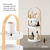 image:imageUmbra Bellwood Makeup Organizer with Handle Large WhiteNatural  Three tier capacity removable brush cup integrated carry design vanity countertop use sixty percent recycled plasticWhiteNatural