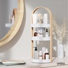 image:imageUmbra Bellwood Makeup Organizer with Handle Large WhiteNatural  Three tier capacity removable brush cup integrated carry design vanity countertop use sixty percent recycled plasticWhiteNatural
