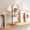 image:imageUmbra Bellwood Makeup Organizer with Handle Large WhiteNatural  Three tier capacity removable brush cup integrated carry design vanity countertop use sixty percent recycled plasticWhiteNatural