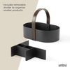 image:imageUmbra Bellwood Makeup Organizer with Handle Large WhiteNatural  Three tier capacity removable brush cup integrated carry design vanity countertop use sixty percent recycled plasticBlackWalnut