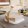 image:imageUmbra Bellwood Paper Towel Holder Wooden with Weighted Base BlackWalnut  Freestanding design protects countertops easy onehand use renewable poplar wood matches collectionWhiteNatural