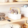 image:imageUmbra Bellwood Stackable Bins Medium 11x7Inch WhiteNatural  Removable dividers integrated handles pantry and cabinet storage recycled plastic and woodNaturalWhite