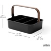 image:imageUmbra Bellwood Stackable Bins Medium 11x7Inch WhiteNatural  Removable dividers integrated handles pantry and cabinet storage recycled plastic and woodBlackWalnut