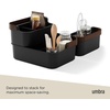 image:imageUmbra Bellwood Stackable Bins Medium 11x7Inch WhiteNatural  Removable dividers integrated handles pantry and cabinet storage recycled plastic and woodBlackWalnut