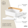 image:imageUmbra Bellwood Stackable Bins Medium 11x7Inch WhiteNatural  Removable dividers integrated handles pantry and cabinet storage recycled plastic and woodNaturalWhite