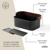 image:imageUmbra Bellwood Stackable Bins Medium 11x7Inch WhiteNatural  Removable dividers integrated handles pantry and cabinet storage recycled plastic and woodBlackWalnut