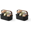 image:imageUmbra Bellwood Stackable Bins Medium 11x7Inch WhiteNatural  Removable dividers integrated handles pantry and cabinet storage recycled plastic and woodBlackWalnut