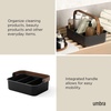 image:imageUmbra Bellwood Stackable Bins Medium 11x7Inch WhiteNatural  Removable dividers integrated handles pantry and cabinet storage recycled plastic and woodBlackWalnut