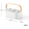 image:imageUmbra Bellwood Stackable Bins Medium 11x7Inch WhiteNatural  Removable dividers integrated handles pantry and cabinet storage recycled plastic and woodNaturalWhite