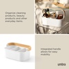 image:imageUmbra Bellwood Stackable Bins Medium 11x7Inch WhiteNatural  Removable dividers integrated handles pantry and cabinet storage recycled plastic and woodNaturalWhite