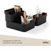 image:imageUmbra Bellwood Stackable Bins Medium 11x7Inch WhiteNatural  Removable dividers integrated handles pantry and cabinet storage recycled plastic and woodBlackWalnut
