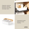 image:imageUmbra Bellwood Stackable Bins Medium 11x7Inch WhiteNatural  Removable dividers integrated handles pantry and cabinet storage recycled plastic and woodNaturalWhite