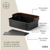 image:imageUmbra Bellwood Stackable Bins Medium 11x7Inch WhiteNatural  Removable dividers integrated handles pantry and cabinet storage recycled plastic and woodBlackWalnut